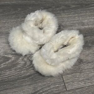 Plush Cream Faux Fur Baby Booties